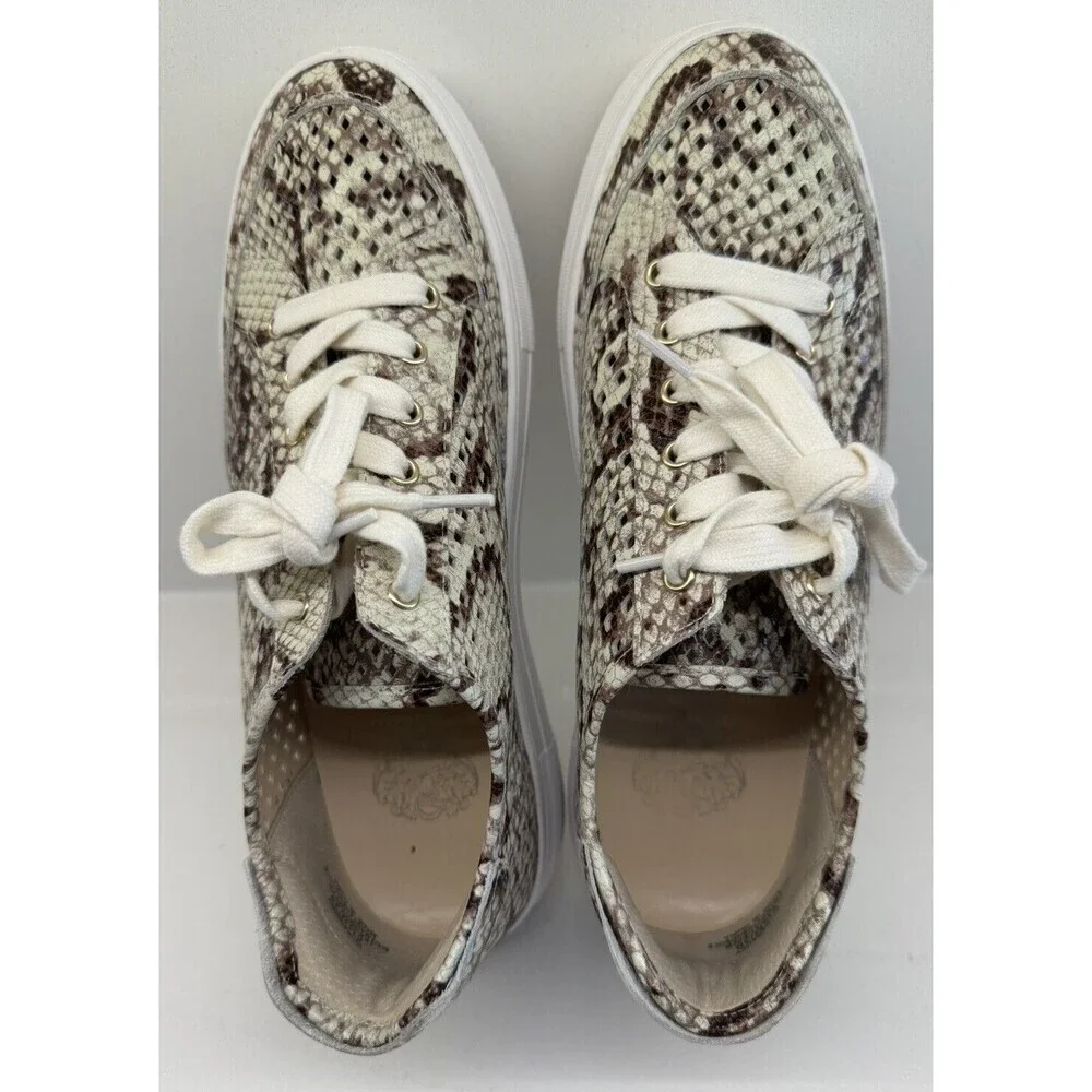 VINCE CAMUTO Sneaker Women’s Snakeskin Leather Platform Laser Cut Karshey Sz 8.5